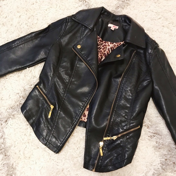 biker jacket gold zip